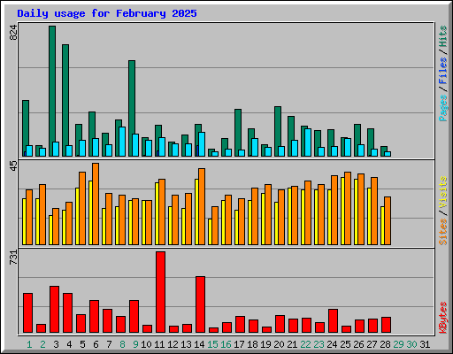 Daily usage for February 2025
