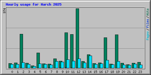 Hourly usage for March 2025